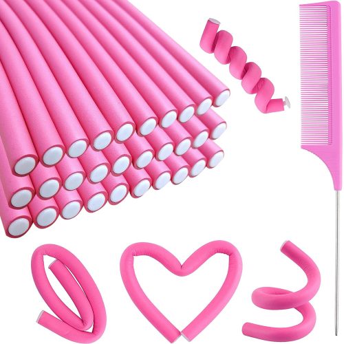 Flexible Foam Twist Curlers with Styling Comb
